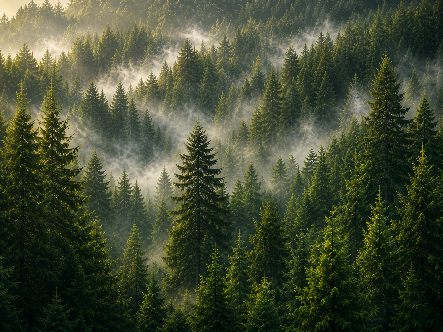 Sunlight through forest canopy